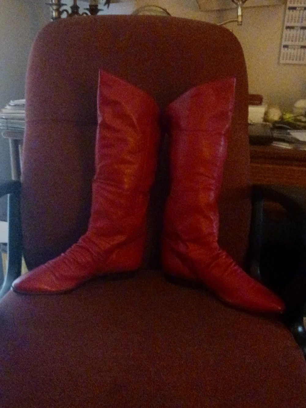 Women's Red Knee-High Pointed Toe Boots By Markon Shoes